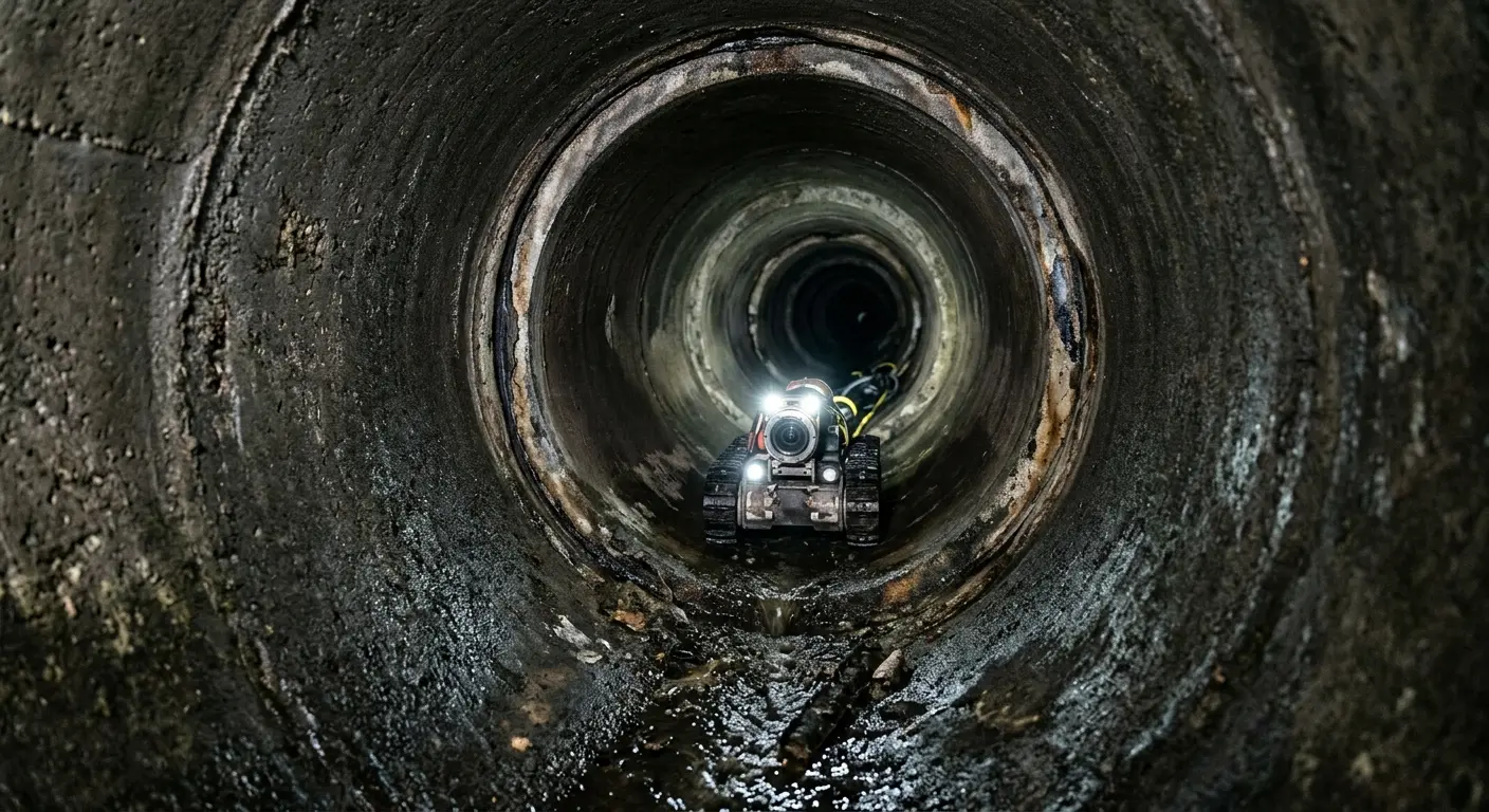 Robotic sewer camera inspecting pipe interior for Sewer Line Repair in Newcastle